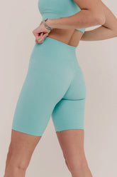Rosa Ribbed Bicycle Shorts - Turquoise-Araa Active